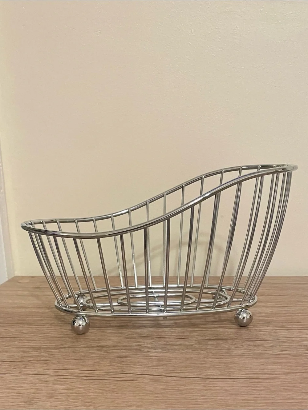 Chrome Wire Bathtub Kitchen Storage Basket Footed Caddy Soap Dish Tabletop Decor